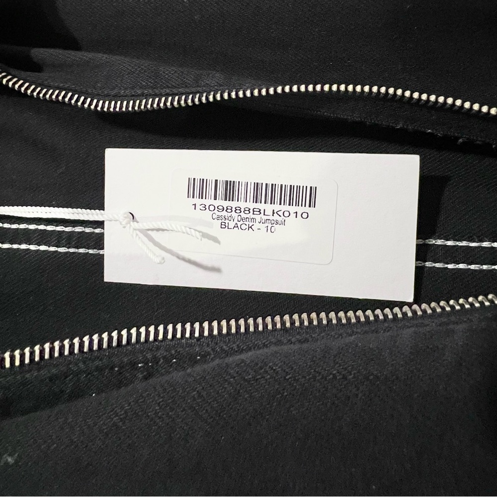 Reformation Cassidy Black Denim Jumpsuit, Size 10 - Picture 9 of 9
